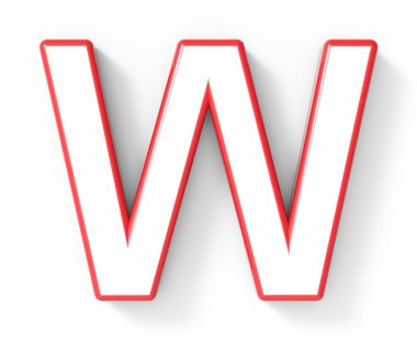 kırmızı çerçeve ile 3D Beyaz harf W