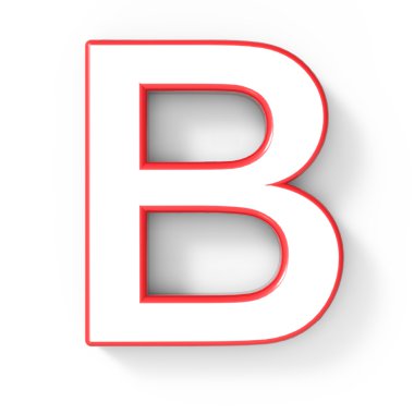 3D beyaz B harfi kırmızı çerçeve