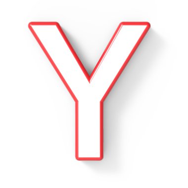 3D beyaz Y harfi kırmızı çerçeve