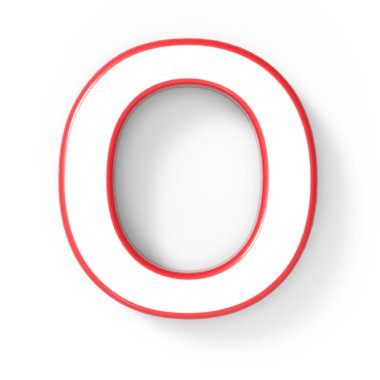 3D Beyaz harf O with kırmızı çerçeve