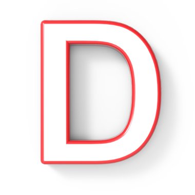 3D beyaz D harfi kırmızı çerçeve