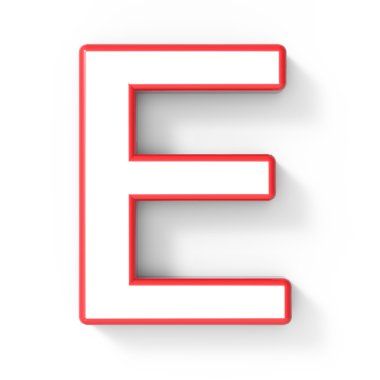 3D Beyaz harf E with kırmızı çerçeve