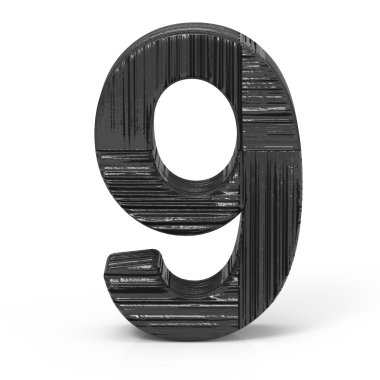 3D siyah sayı 9