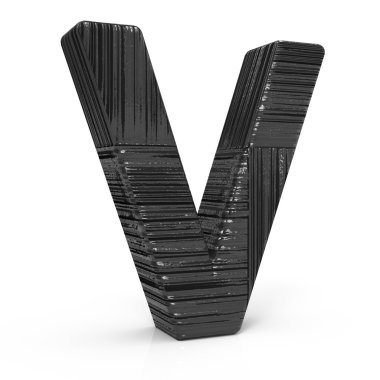 3D siyah harf v