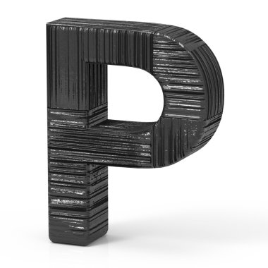 3D siyah harf p