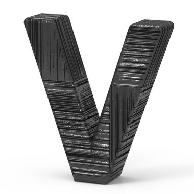 3D siyah harf v