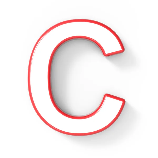 3d letra blanca C con marco rojo —  Fotos de Stock