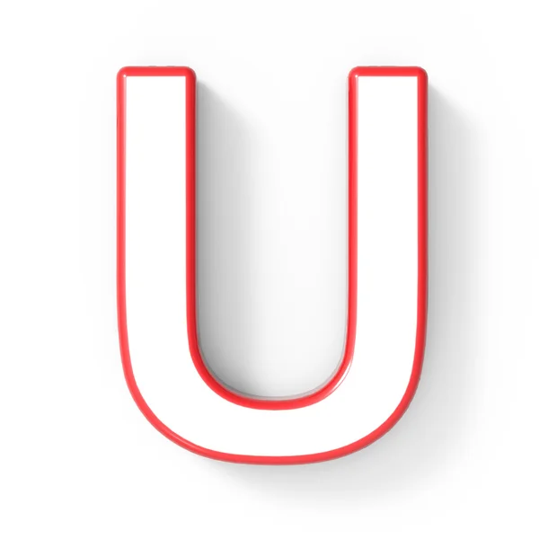 3d huruf putih U dengan bingkai merah — Stok Foto