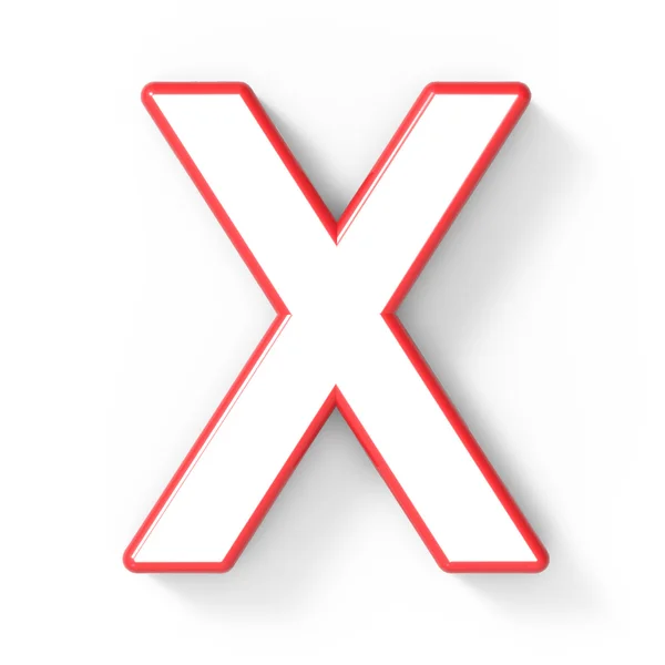 Kırmızı çerçeve ile 3D Beyaz harf X — Stok fotoğraf
