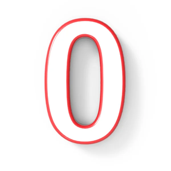 3d белое число 0 с красной рамкой — стоковое фото