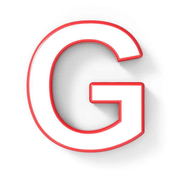 3D белая буква G с красной рамкой — стоковое фото