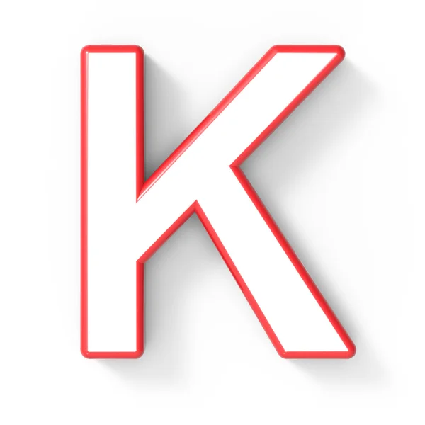 3d lettera bianca K con cornice rossa — Foto Stock