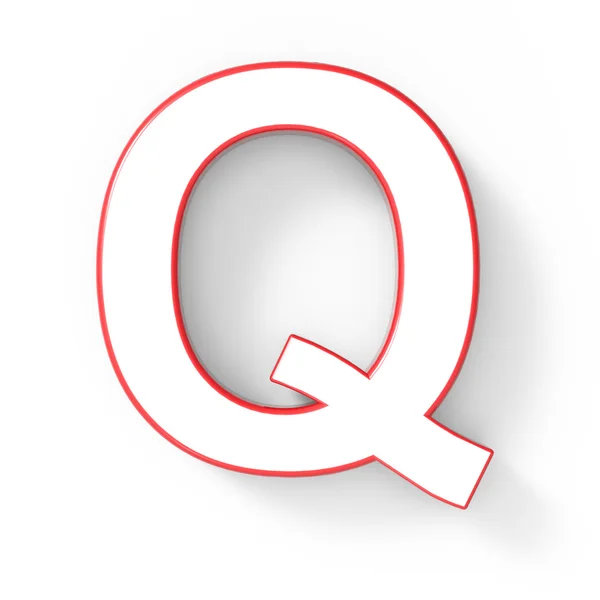 3d weißer Buchstabe q mit rotem Rahmen — Stockfoto