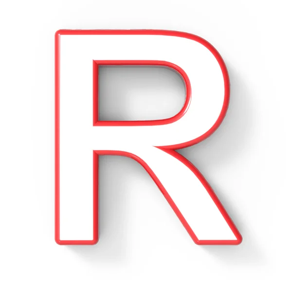 3D biała litera R z ramką czerwony — Zdjęcie stockowe