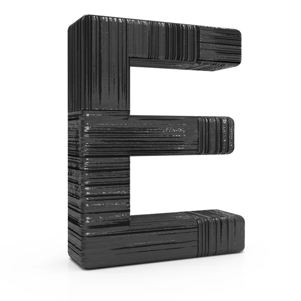 3D czarna litera e — Zdjęcie stockowe