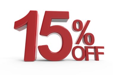 3D render sembol kapalı % 15