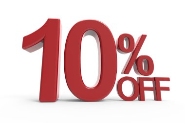 3D render sembol kapalı % 10