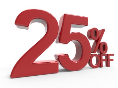 3D render sembol kapalı % 25