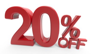 3D render sembol kapalı % 20