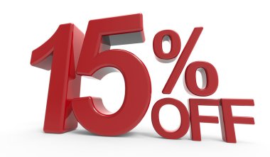 3D render sembol kapalı % 15