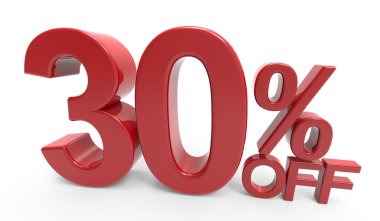 3D render sembol kapalı % 30