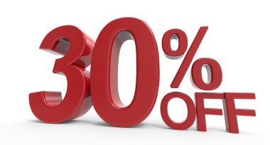 3D render sembol kapalı % 30