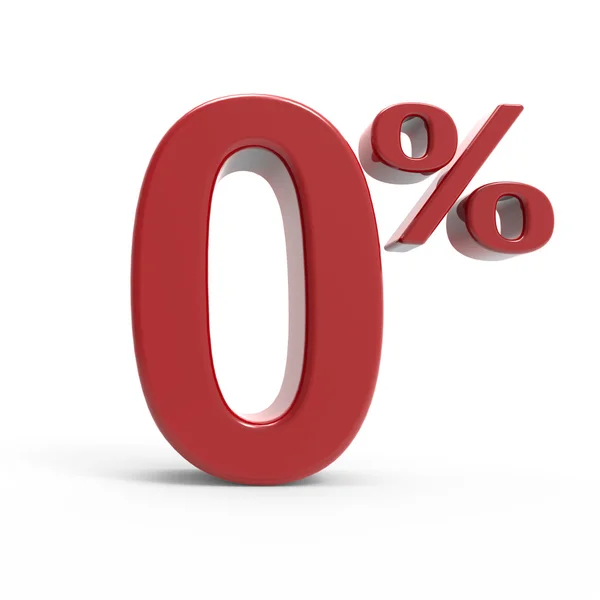 3D-weergave van het symbool van een 0% — Stockfoto