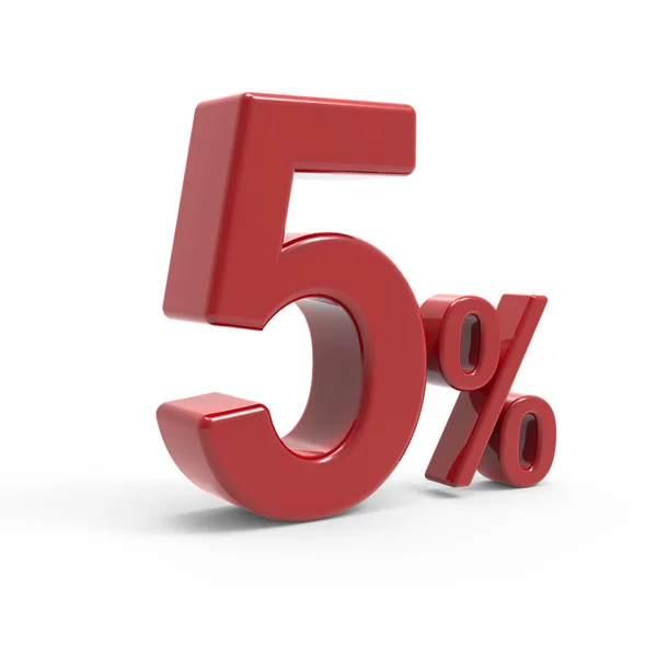 Representación 3d de un símbolo del 5% — Foto de Stock