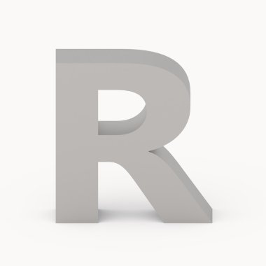 Mat gri yazı tipi R