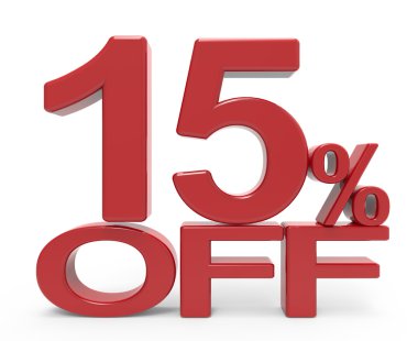 3D render sembol kapalı % 15