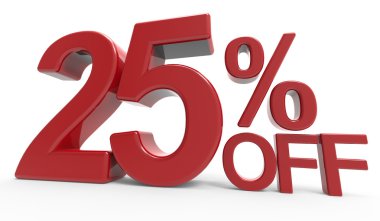 3D render sembol kapalı % 25