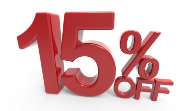 3D render sembol kapalı % 15