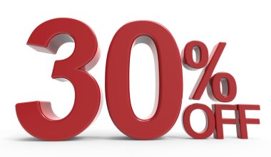 3D render sembol kapalı % 30