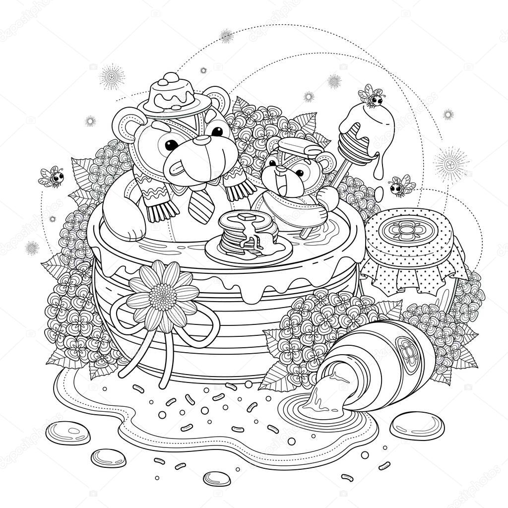 Lovely bear adult coloring page