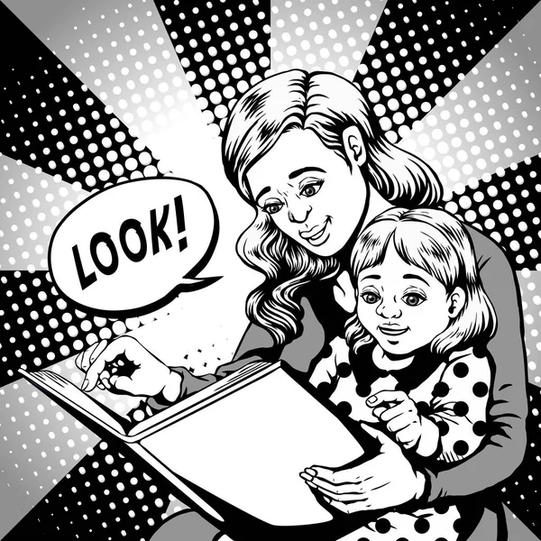 Comic mother kid look — Stock Vector