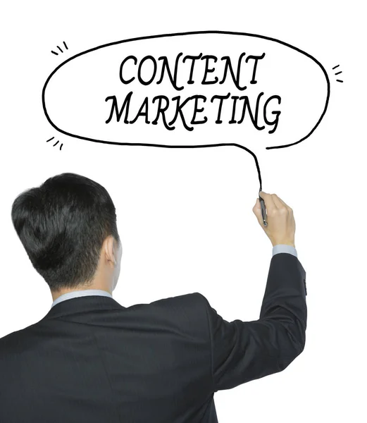 Marketing de contenidos escrito por el hombre — Foto de Stock