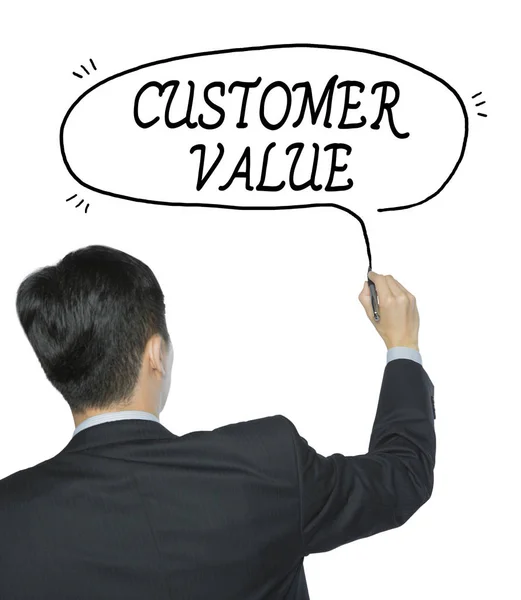 Valor del cliente escrito por el hombre — Foto de Stock