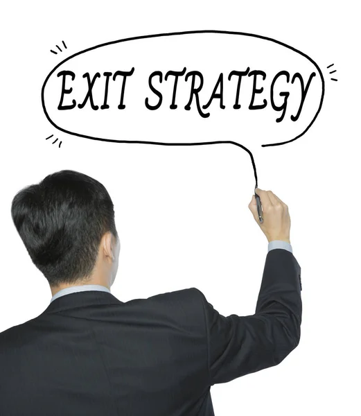 Exit strategy written by man — Stock Photo, Image