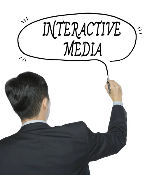 Interactieve media geschreven door man — Stockfoto