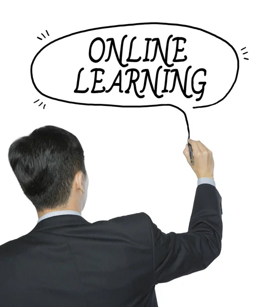 Онлайн-обучение, написанное человеком — стоковое фото