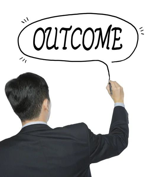 Outcome written by man — Stock Photo, Image