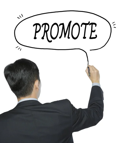 Promote written by man — Stock Photo, Image