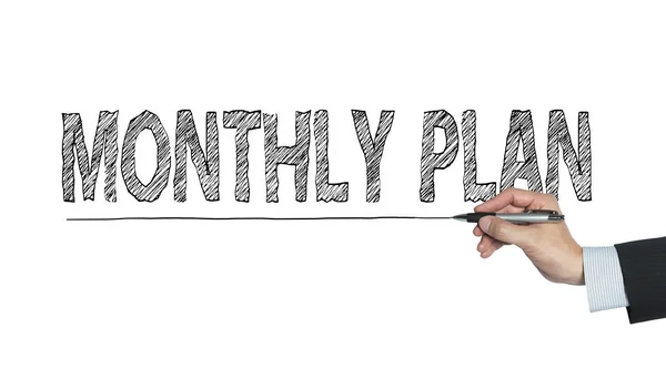 Monthly plan written by hand — Stock Photo, Image