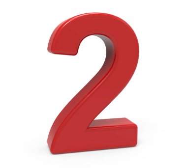 3D kırmızı sayı 2