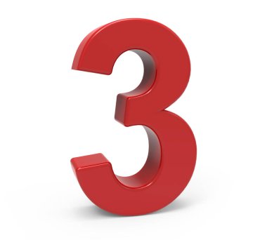 3D kırmızı sayı 3