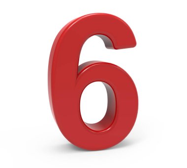 3D kırmızı numarası 6