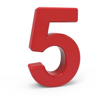 3D kırmızı sayı 5