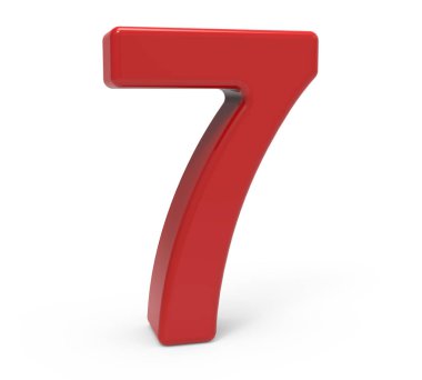 3D kırmızı sayı 7