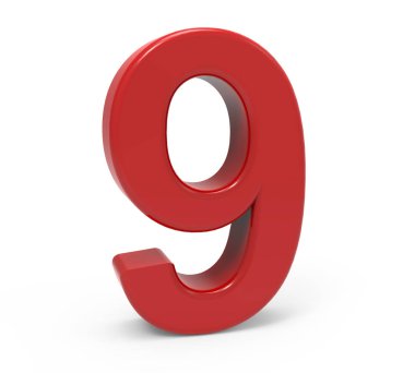 3D kırmızı sayı 9