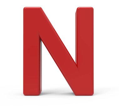 3D kırmızı harf n